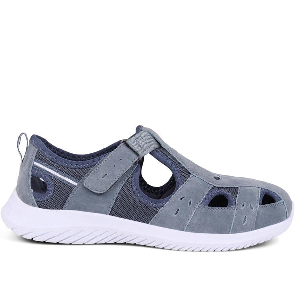 pavers Wide-Fit Leather Adventure Sandals - Denim