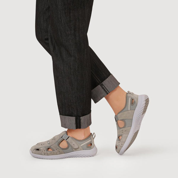 Pavers Wide-Fit Leather Adventure Sandals - Grey