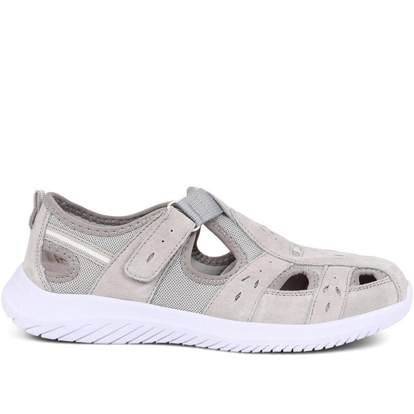 pavers Wide-Fit Leather Adventure Sandals - Grey