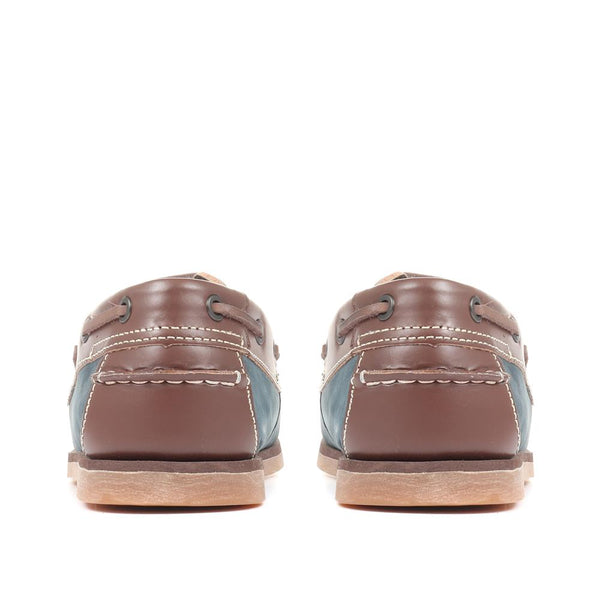 Pavers Wide Fit Leather Boat Shoes - Navy Tan