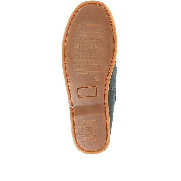 Pavers Wide Fit Leather Boat Shoes - Navy Tan