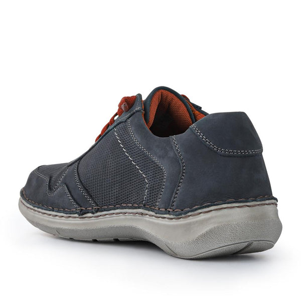 Pavers Wide-Fit Leather Bungee-Laced Trainers - Navy