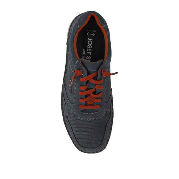Pavers Wide-Fit Leather Bungee-Laced Trainers - Navy