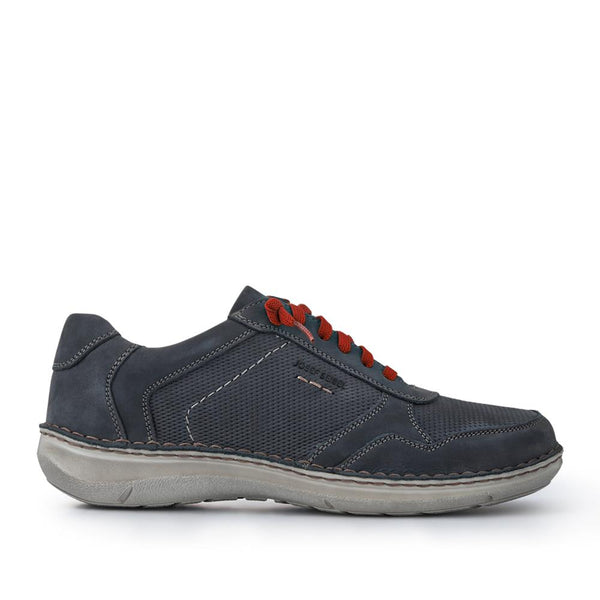 pavers Wide-Fit Leather Bungee-Laced Trainers - Navy