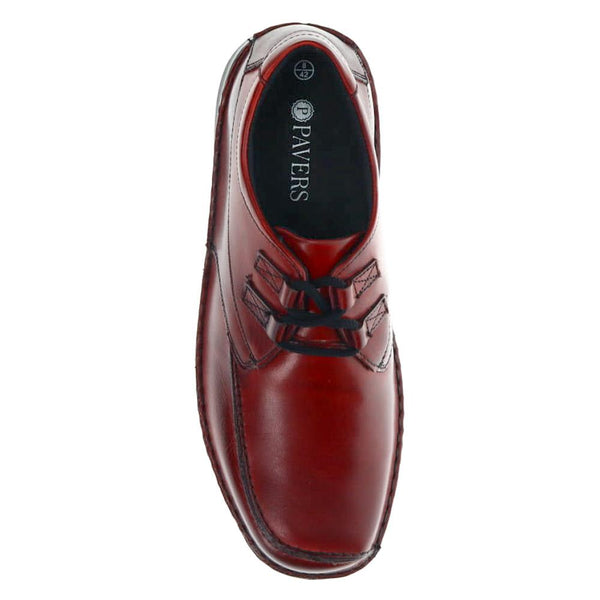 Pavers Wide Fit Leather Lace-Up Shoes - Bordeaux