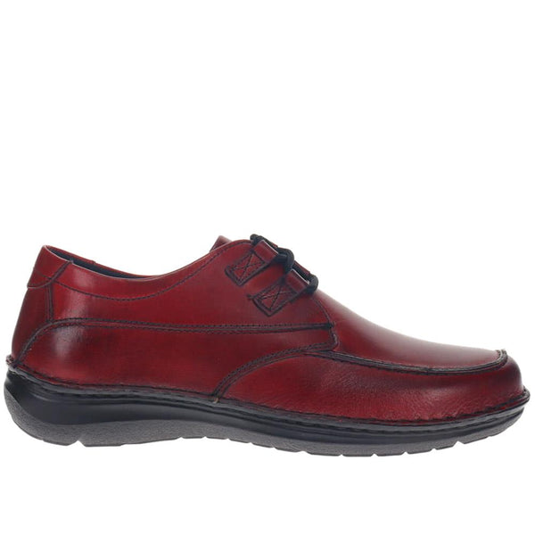 pavers Wide Fit Leather Lace-Up Shoes - Bordeaux