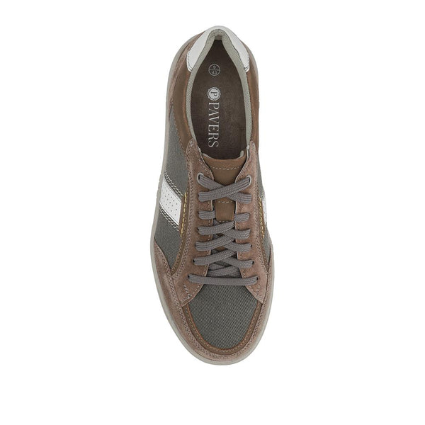 Pavers Wide-Fit Leather Laced Trainers - Charcoal
