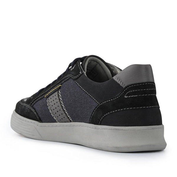 Pavers Wide-Fit Leather Laced Trainers - Navy