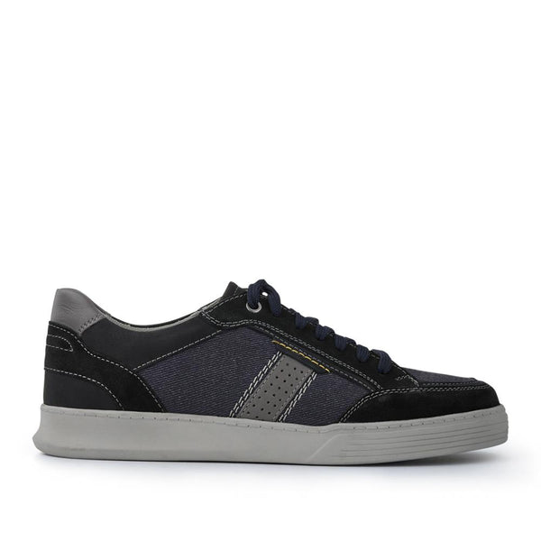 pavers Wide-Fit Leather Laced Trainers - Navy