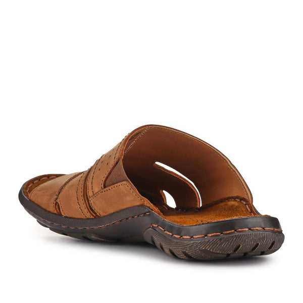 Pavers Wide-Fit Leather Mule Sandals - Brown