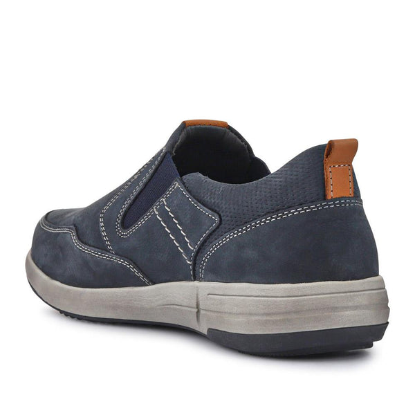 Pavers Wide-Fit Leather Slip-On Shoes - Navy