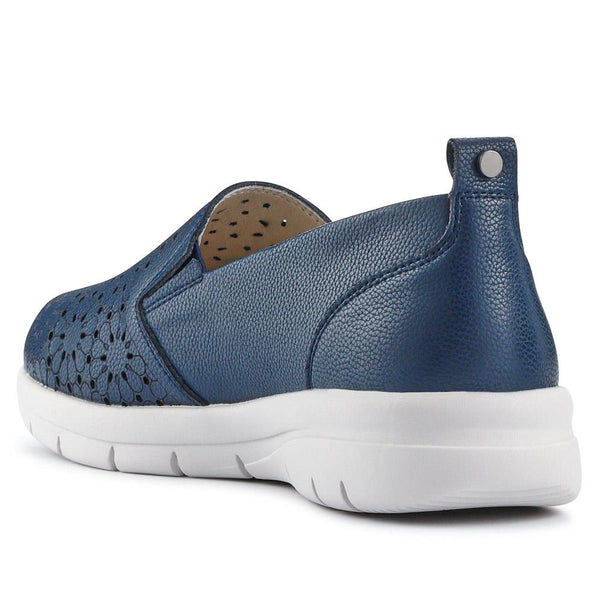 Pavers Wide Fit Leather Slip-On Shoes - Navy