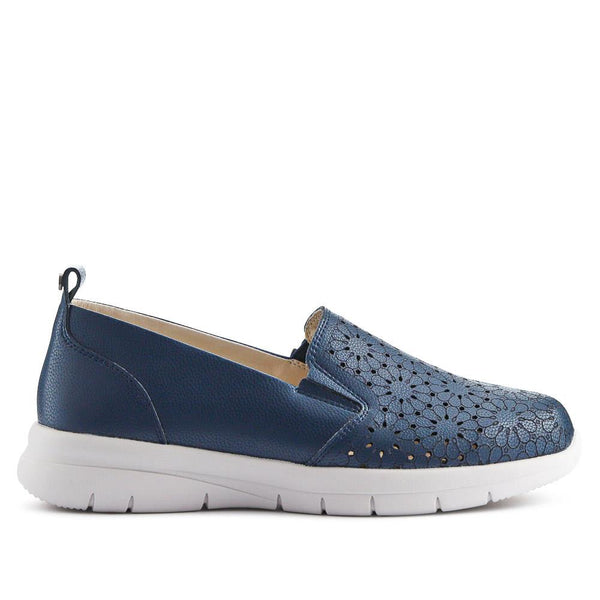 pavers Wide Fit Leather Slip-On Shoes - Navy