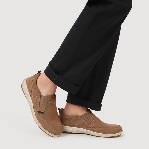 Pavers Wide-Fit Leather Slip-On Shoes - Taupe