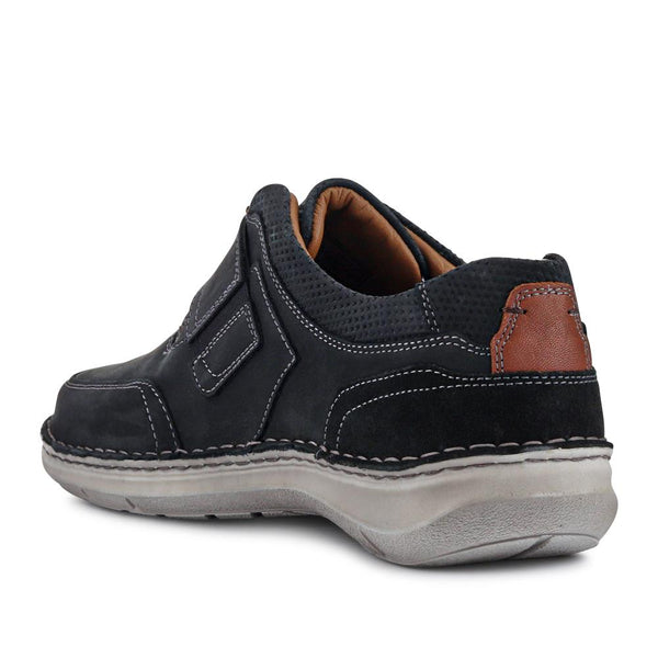 Pavers Wide-Fit Leather Touch-Fasten Shoes - Navy