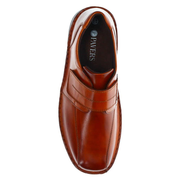 Pavers Wide Fit Leather Touch-Fasten Shoes - Tan