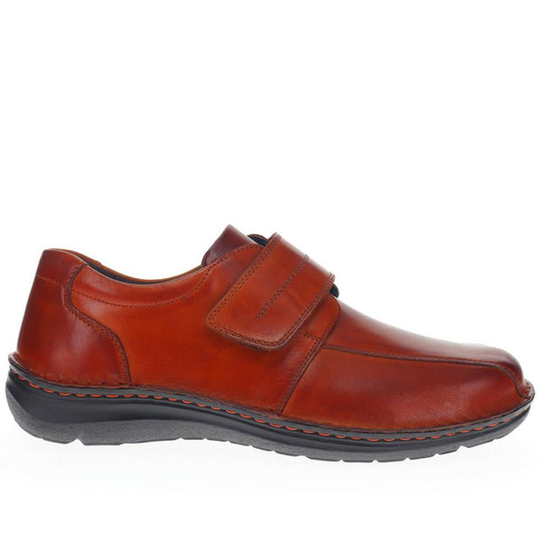 pavers Wide Fit Leather Touch-Fasten Shoes - Tan