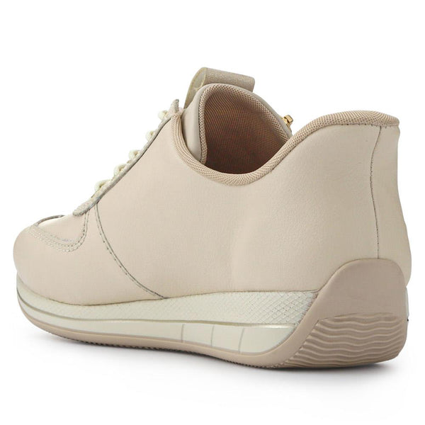Pavers Wide-Fit Leather Trainers - Beige