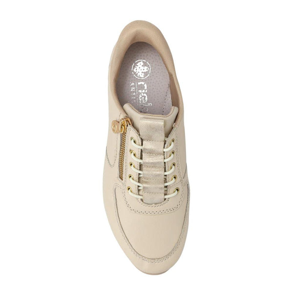 Pavers Wide-Fit Leather Trainers - Beige