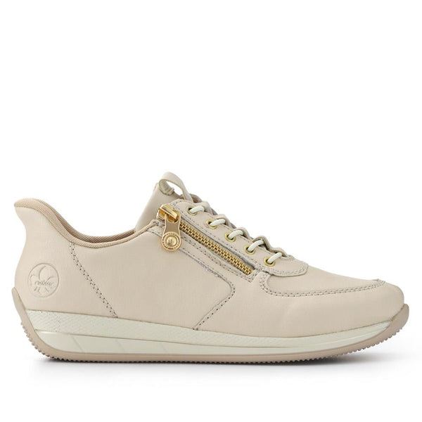 pavers Wide-Fit Leather Trainers - Beige