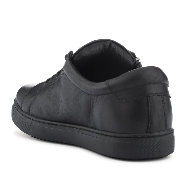 Pavers Wide Fit Leather Zip & Lace Trainers - Black