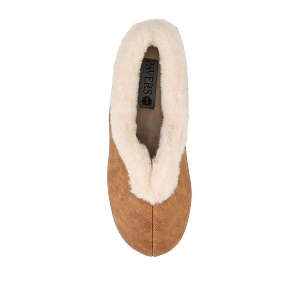 Pavers Wide Fit Memory Foam Cosy Slippers - Chestnut