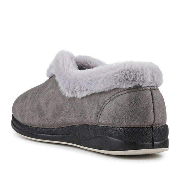 Pavers Wide Fit Memory Foam Cosy Slippers - Grey