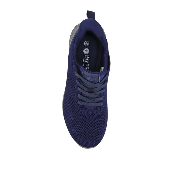 Pavers Wide Fit Memory Foam Lace Up Trainers - Navy