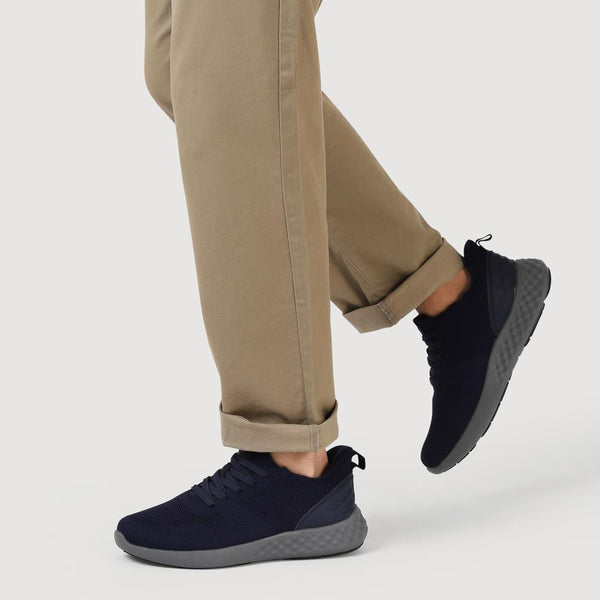 Pavers Wide Fit Memory Foam Lace Up Trainers - Navy