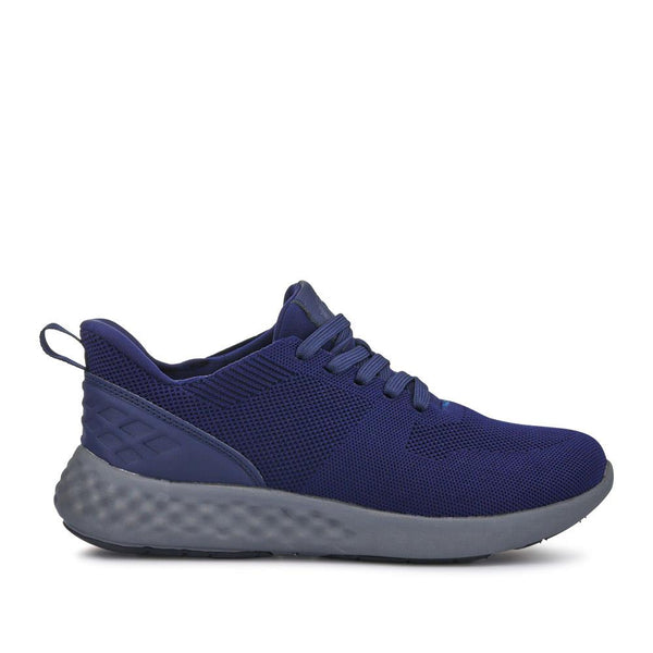 pavers Wide Fit Memory Foam Lace Up Trainers - Navy