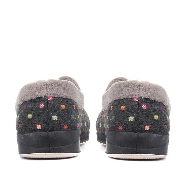 Pavers Wide Fit Polka Dot Slippers - Dark Grey