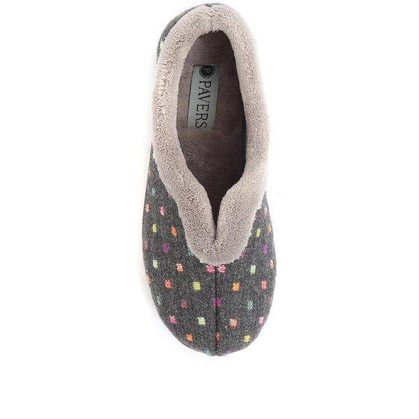 Pavers Wide Fit Polka Dot Slippers - Dark Grey