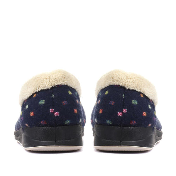 Pavers Wide Fit Polka Dot Slippers - Navy