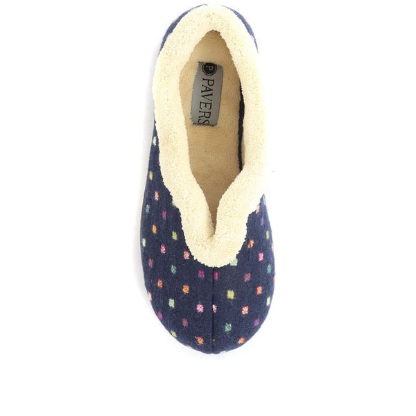 Pavers Wide Fit Polka Dot Slippers - Navy