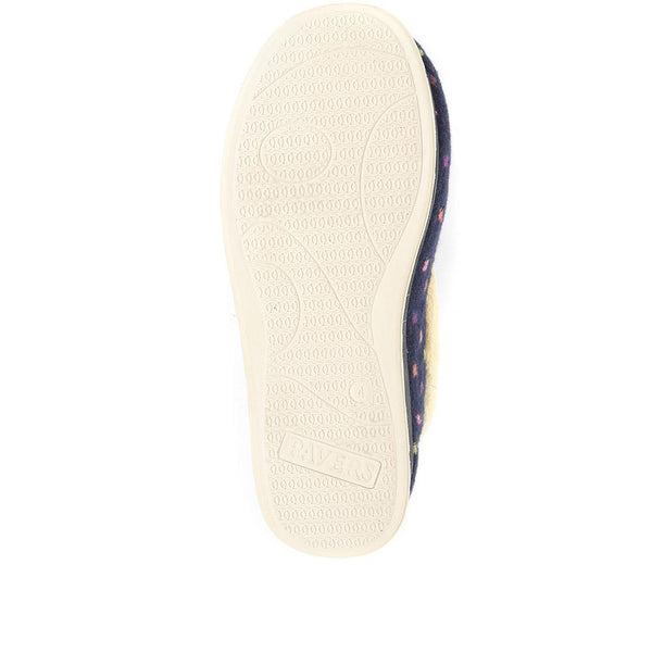 Pavers Wide Fit Polka Dot Slippers - Navy