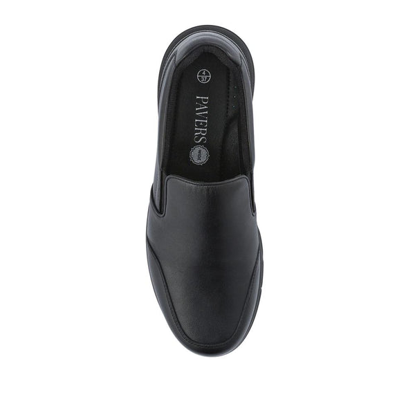 Pavers Wide-Fit Sheepskin Leather Slip-Ons - Black
