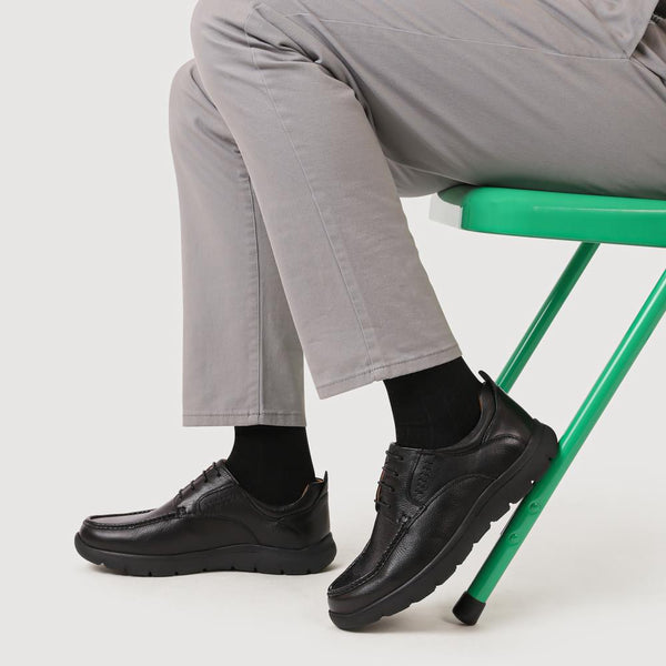 Pavers Wide Fit Smart Leather Shoes - Black