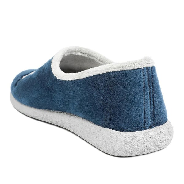 Pavers Wide Fit Soft Full Cat Slippers - Navy
