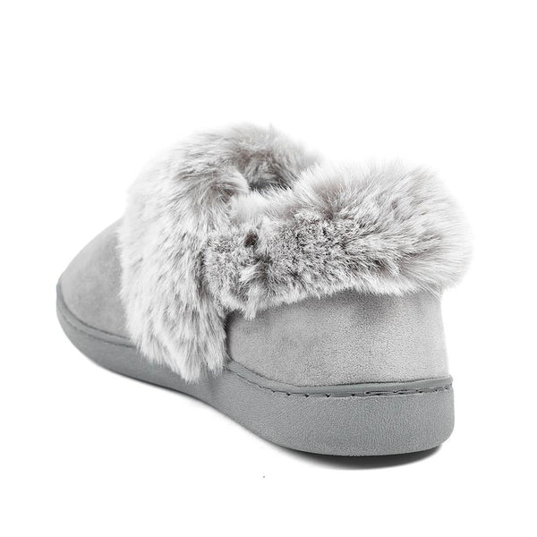 Pavers Wide Fit Soft Full Slippers - Grey