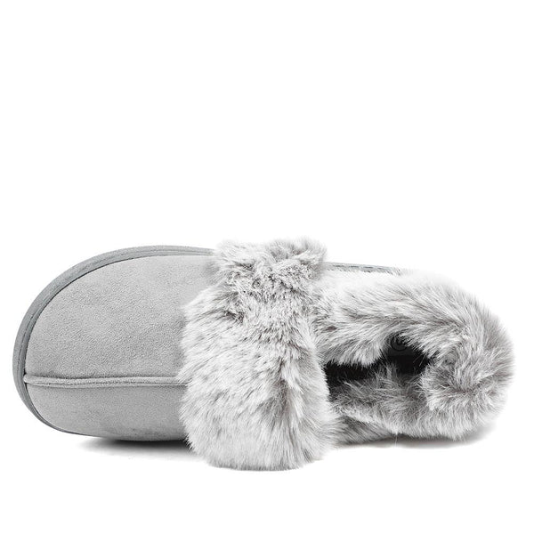 Pavers Wide Fit Soft Full Slippers - Grey