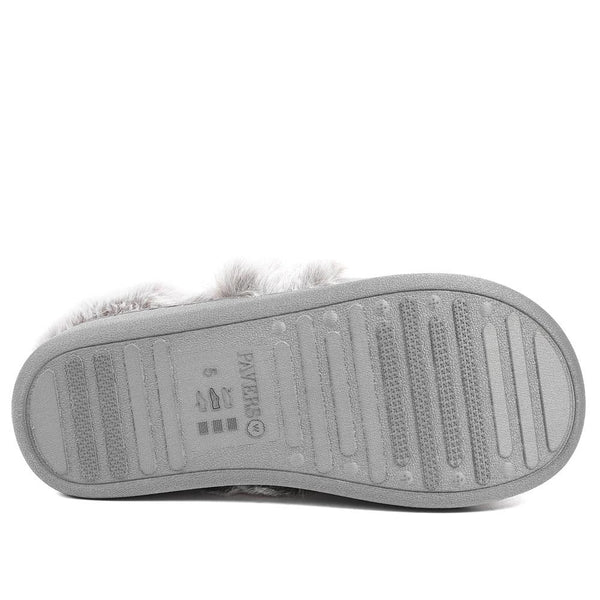 Pavers Wide Fit Soft Full Slippers - Grey