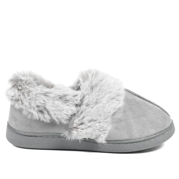 pavers Wide Fit Soft Full Slippers - Grey