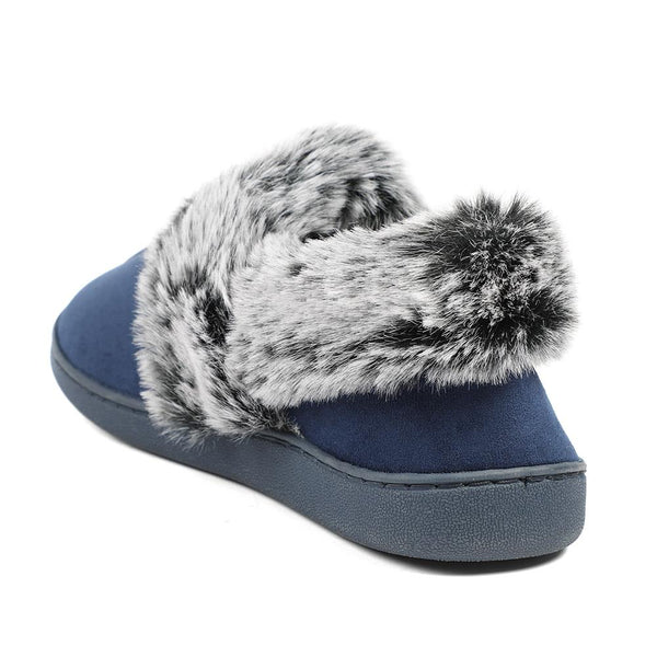 Pavers Wide Fit Soft Full Slippers - Navy