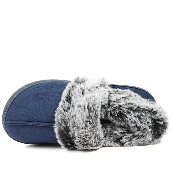 Pavers Wide Fit Soft Full Slippers - Navy