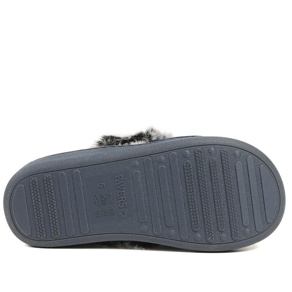 Pavers Wide Fit Soft Full Slippers - Navy