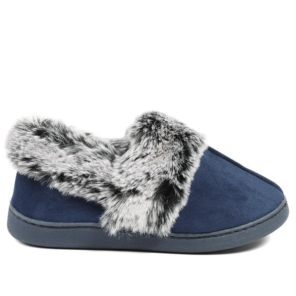 pavers Wide Fit Soft Full Slippers - Navy