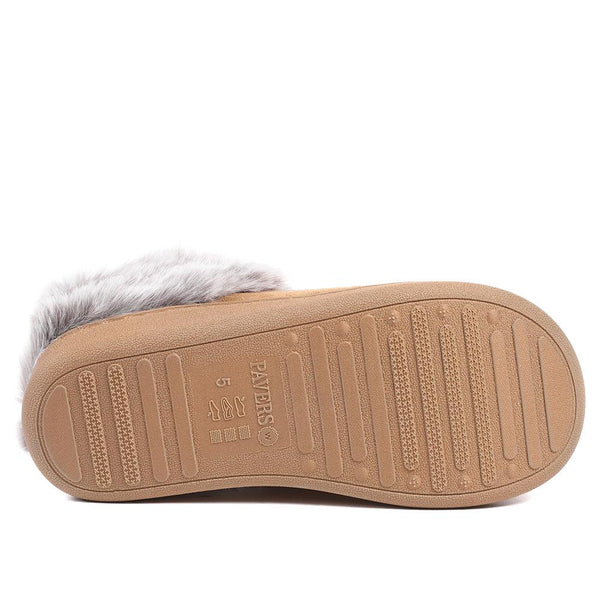 Pavers Wide Fit Soft Mule Slippers - Chestnut
