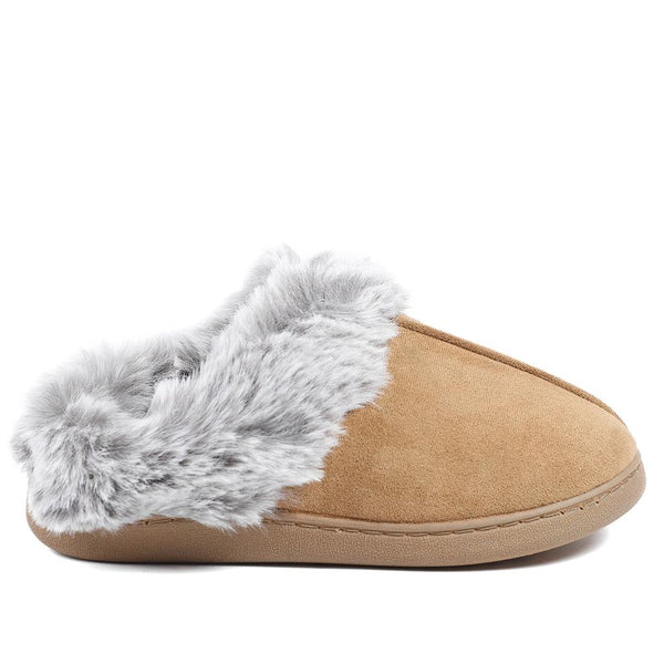 pavers Wide Fit Soft Mule Slippers - Chestnut