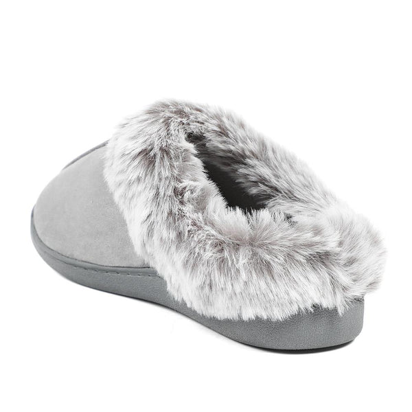 Pavers Wide Fit Soft Mule Slippers - Grey