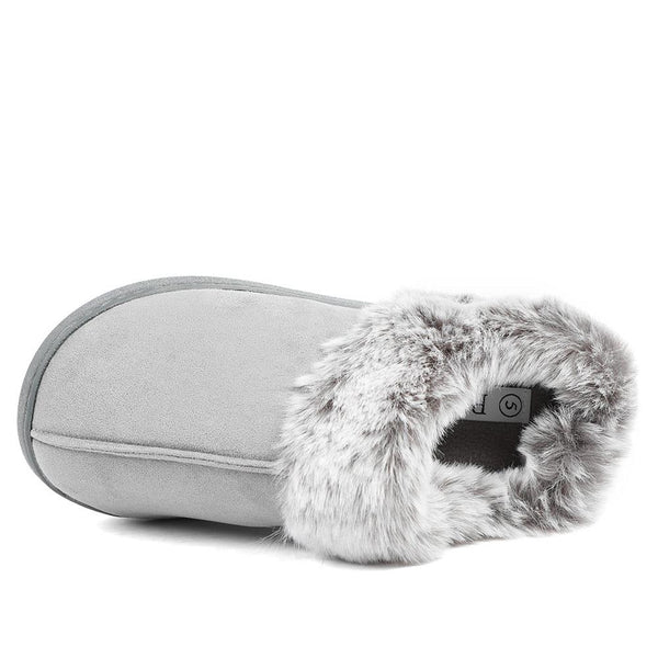 Pavers Wide Fit Soft Mule Slippers - Grey